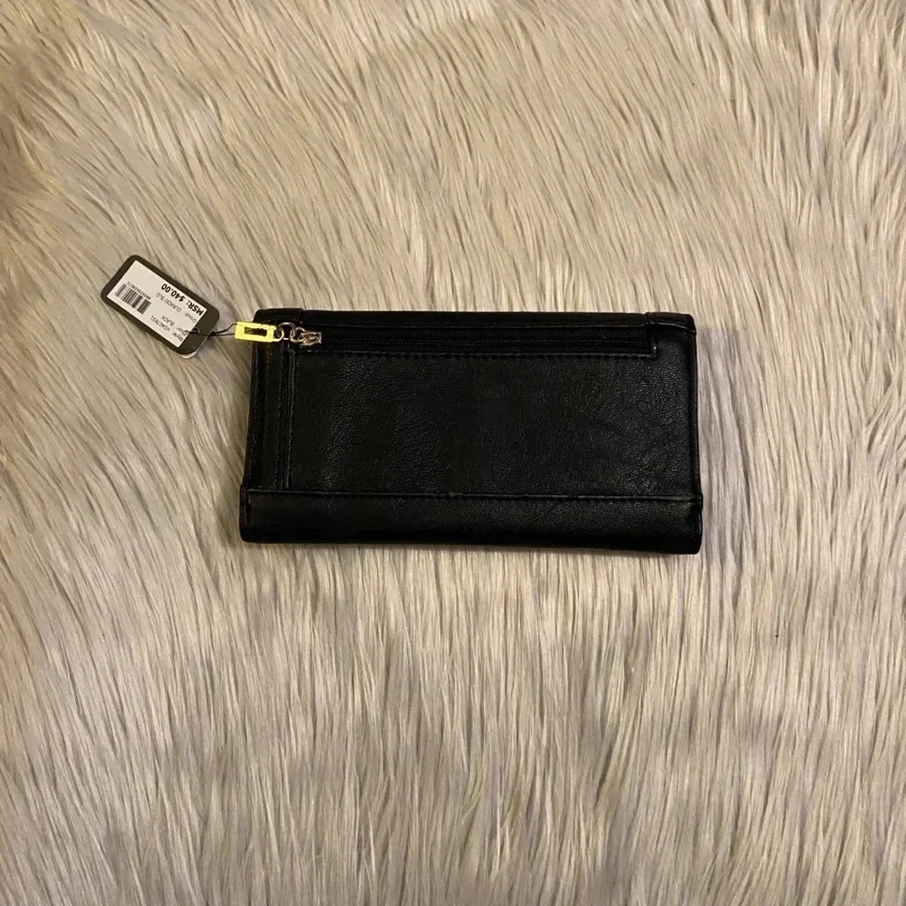 🆕 Guess Black with Tan Accent Buckle on Front Wallet